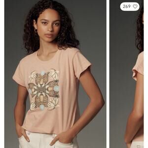 Anthropologie Peach Graphic Tee